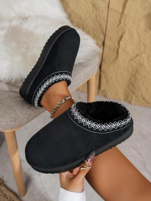 Women's Solid Color Plush Lining Slippers