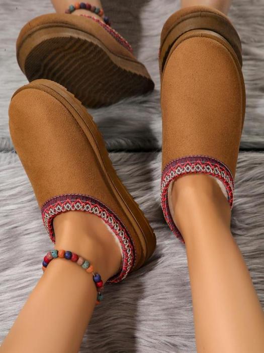 Women's Solid Color Plush Lining Slippers