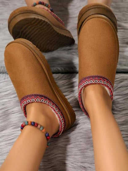 Women's Solid Color Plush Lining Slippers