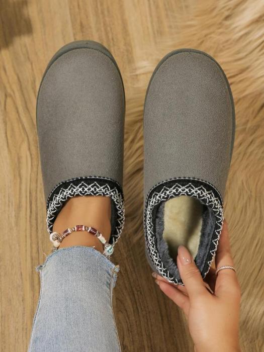 Women's Solid Color Plush Lining Slippers