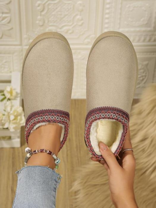 Women's Solid Color Plush Lining Slippers