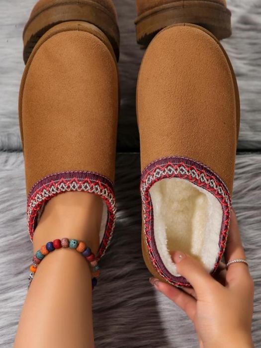 Women's Solid Color Plush Lining Slippers